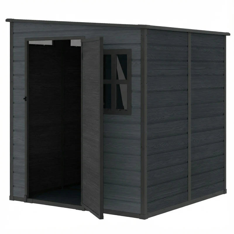 Outdoor Storage Shed with Lockable Door, Garden Shed with Vents and Windows for Backyard, Dark Grey