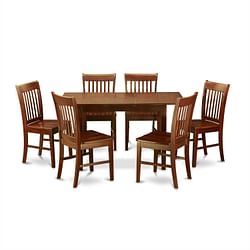 Mission Style 7-piece Dining Set in Mahogany Wood Finish - Free Shipping
