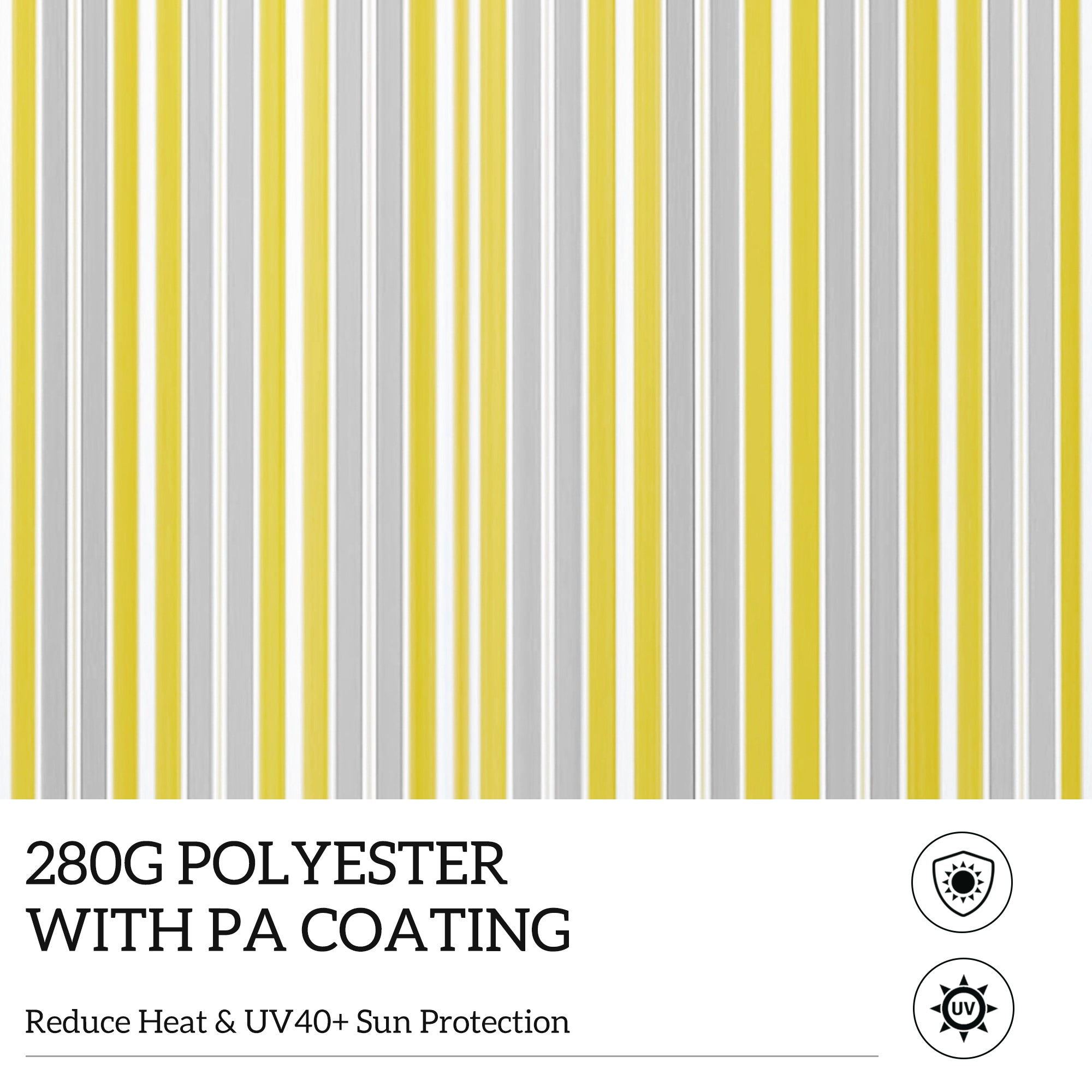 Outsunny 8' x 6.5' Manual Retractable Patio Awning LED Lights Aluminum Sun Shade Canopy Door Window Yellow Grey