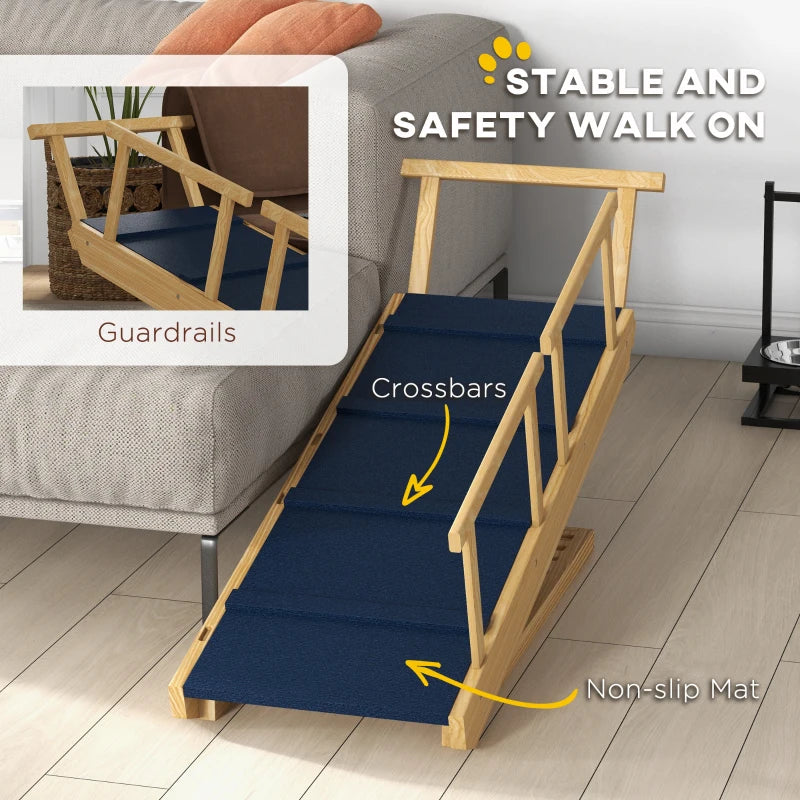 Adjustable Dog Stairs Foldable Dog Steps with Non-slip Mat for Small to Large Dogs for High Bed Sofa Couch