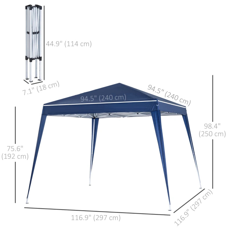 8' x 8' Pop Up Canopy, Outdoor Folding Tent, Portable Party Tent with Carrying Bag for Camping, Party, Picnic, Blue