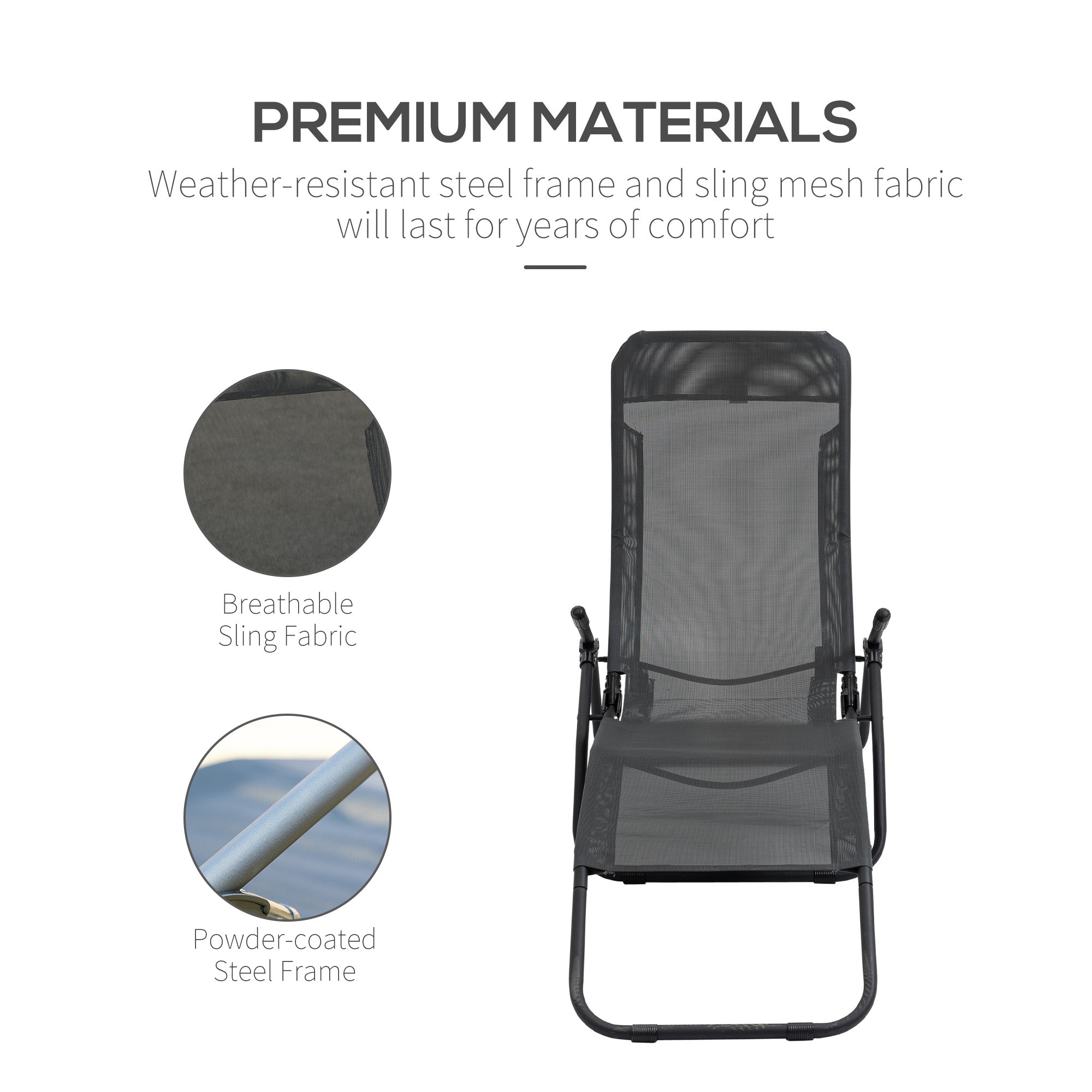 Outsunny Mesh Zero Gravity Lounge Chair Recliners Folding Rocking Chair Outdoor Chaise Lounge for Beach Poolside and Patio Black