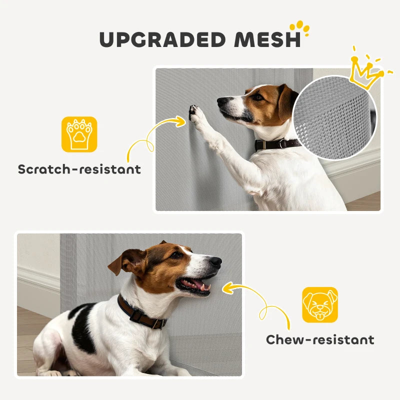 Retractable Dog Gate Extends Up to 55" Wide, 34" Tall, for Stairs, Doorways, Hallways, Indoor and Outdoor, Grey