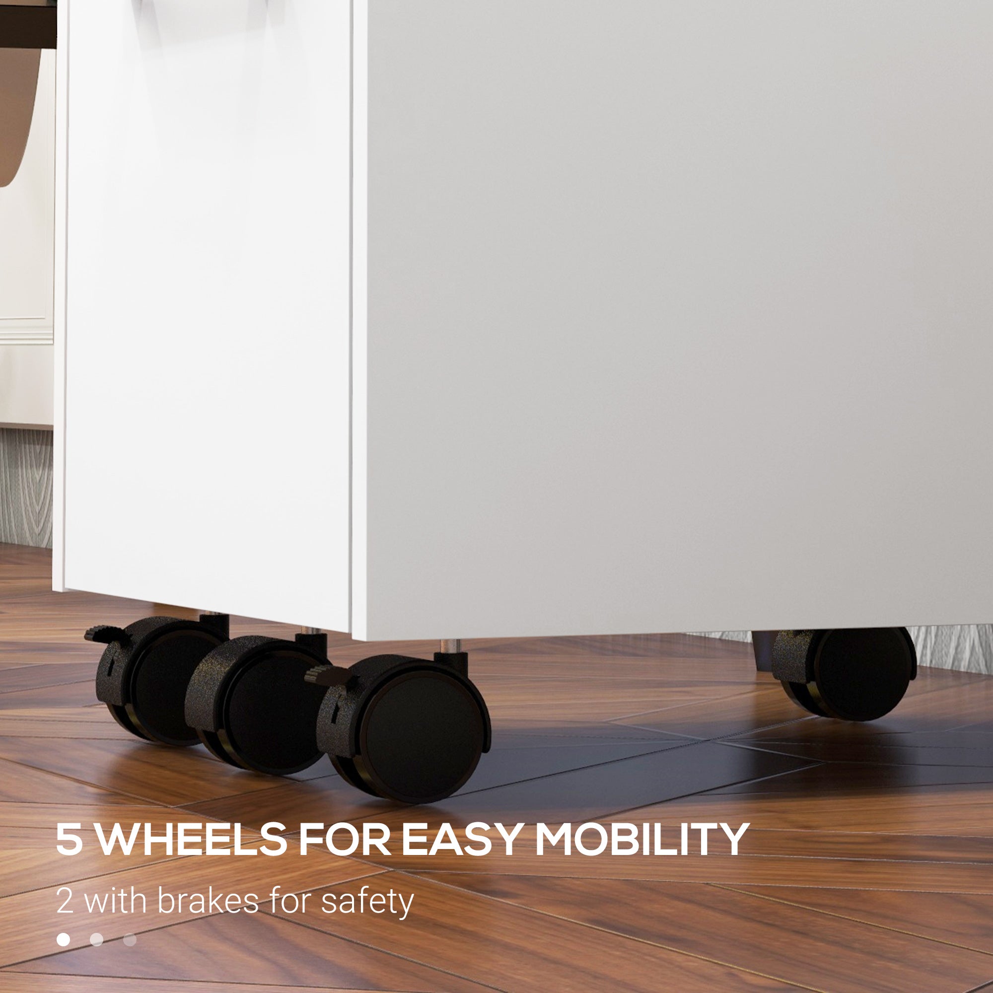 HOMCOM 3-Drawer Lockable File Cabinet Vertical Office Storage with Hanging Bars for A4 Letter Size Documents White