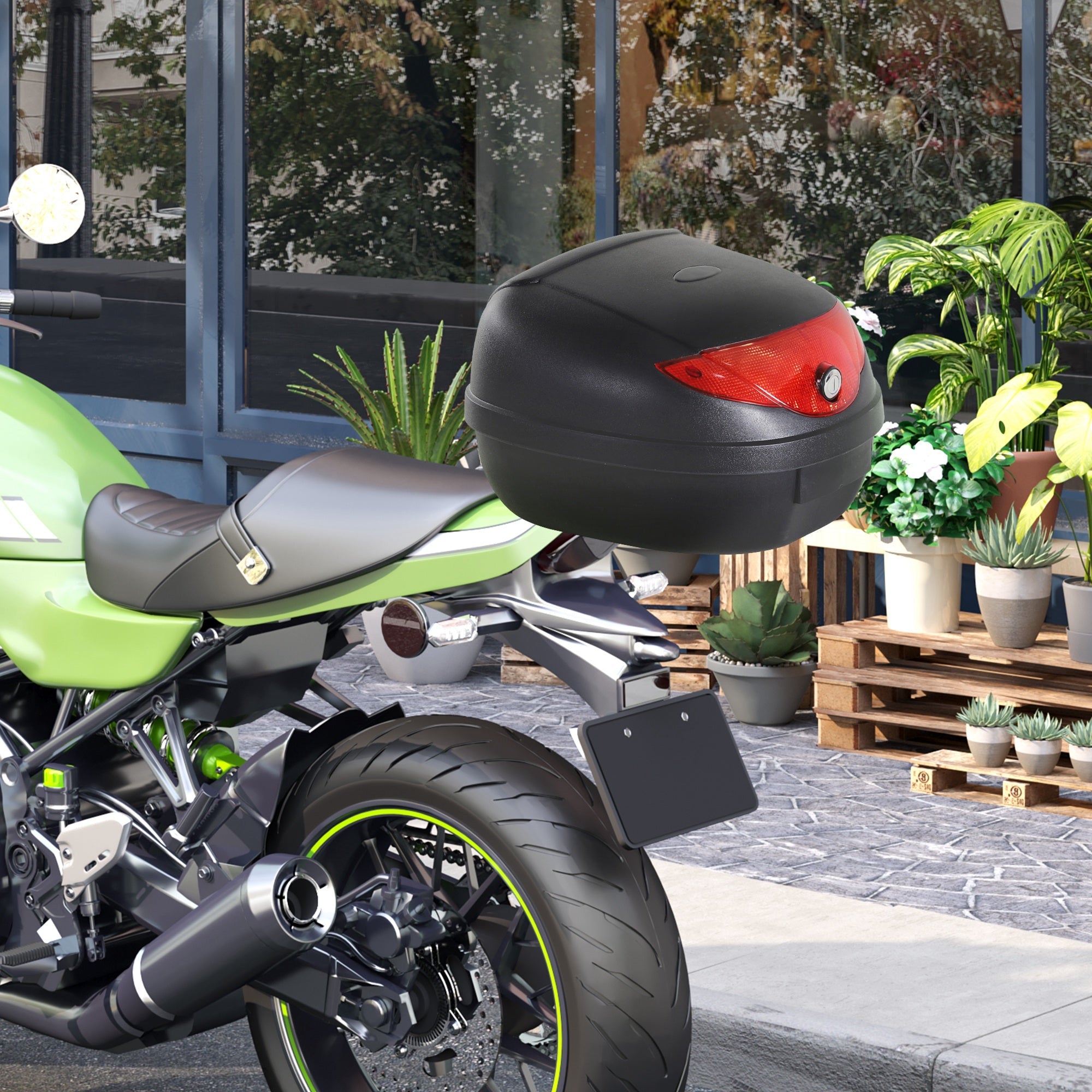 Homcom Motorcycle Box 24L Detachable Scooter Trunk Lockable Tour Tail Carrier Black