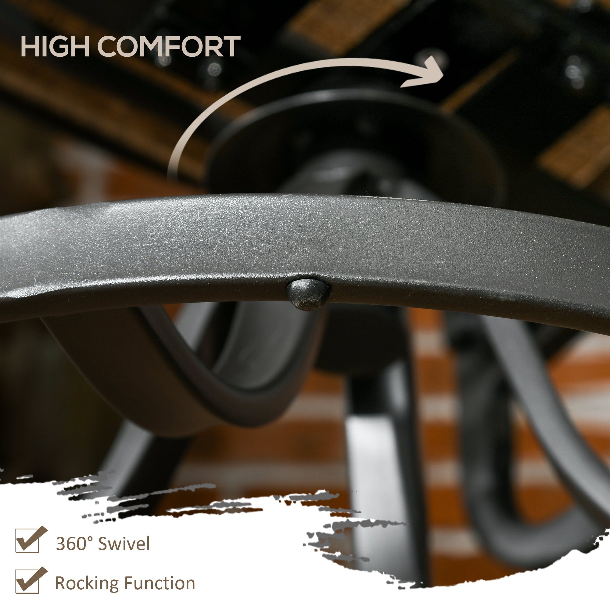 Outsunny 2-Piece Patio 360° Swivel Rocking Chairs with Curved Armrests, S Shape Backrest, Breathable Mesh Fabric Seat & Backrest, Brown