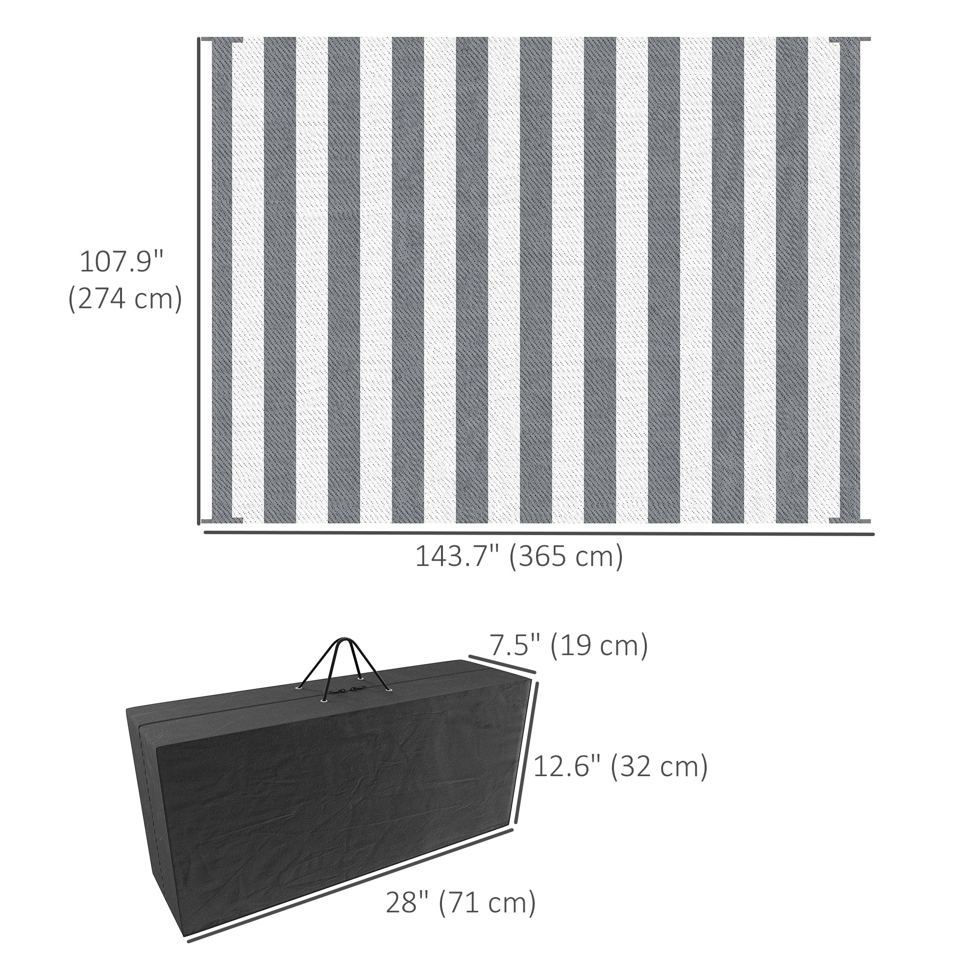 Outsunny Reversible Outdoor Rug, 9' x 12' Waterproof Plastic Straw Floor Mat, Portable RV Camping Carpet for Backyard