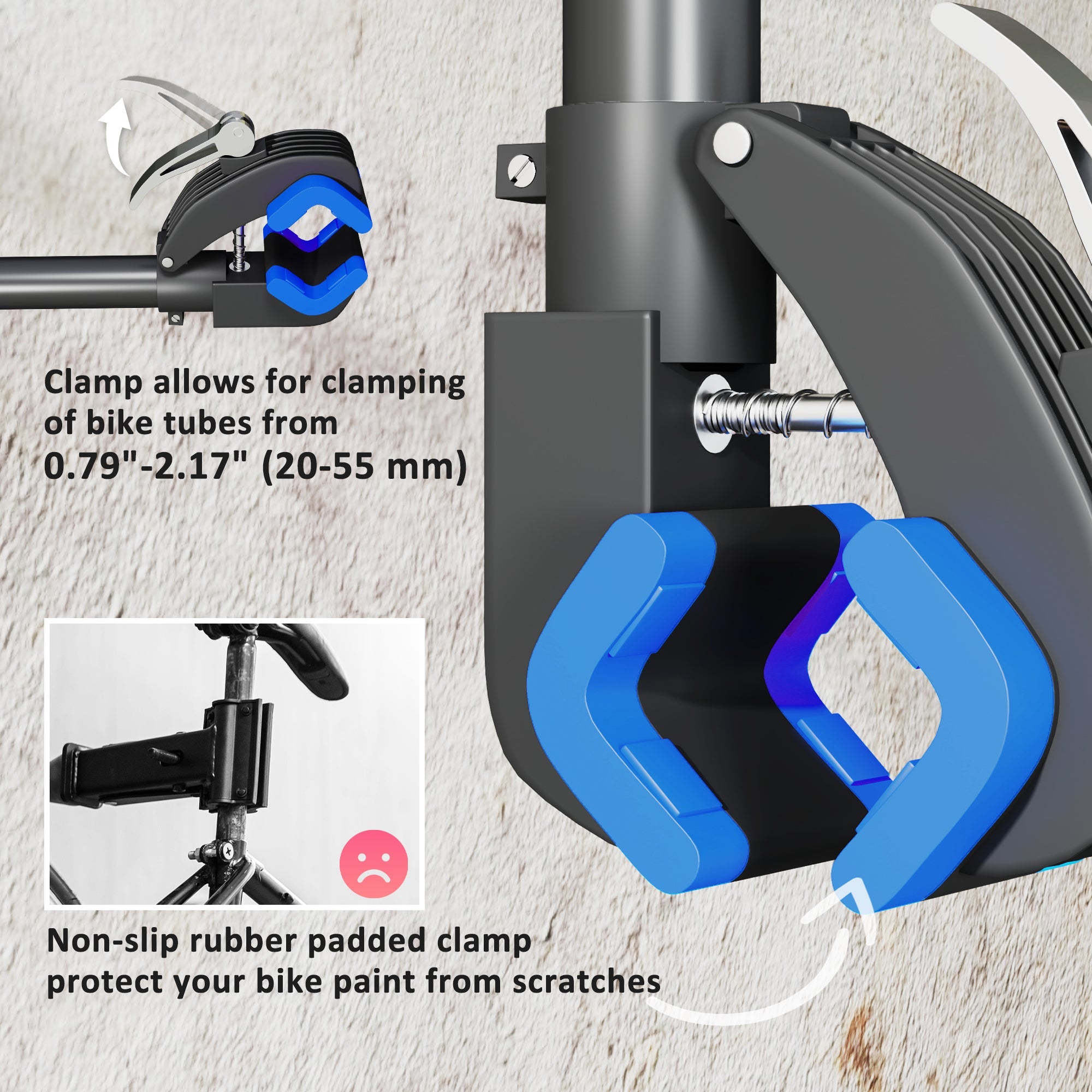HOMCOM Bicycle Repair Stand, Wall Mount Bicycle Maintenance Rack Workstand with Adjustable Clamp for Road Mountain Bikes