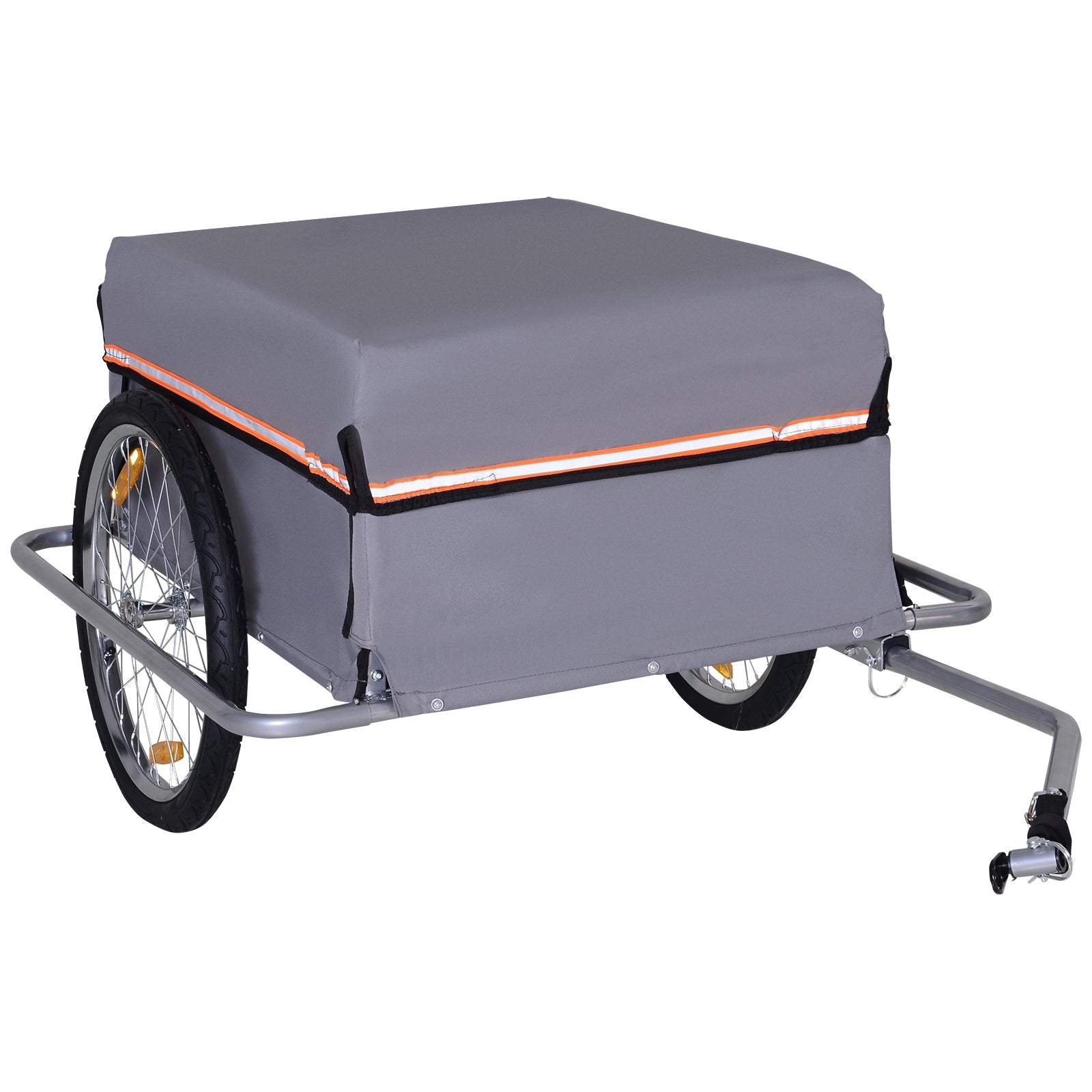 Aosom Bicycle Cargo Trailer Folding Cart Carrier for Cycling Camping Garden w Quick Release Cover Grey
