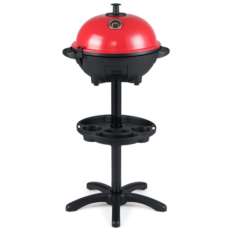 Electric BBQ Grill 1200W Indoor Outdoor Grill with 2-Zone Non-Stick Grilling Plate-RE