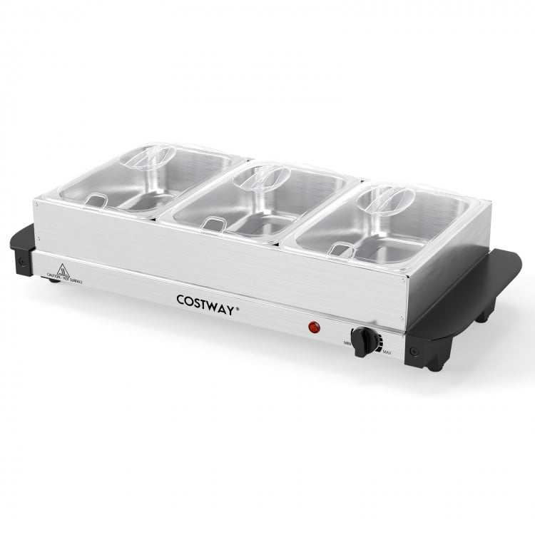 Electric Buffet Server Food Warmer with 3 Removable Trays