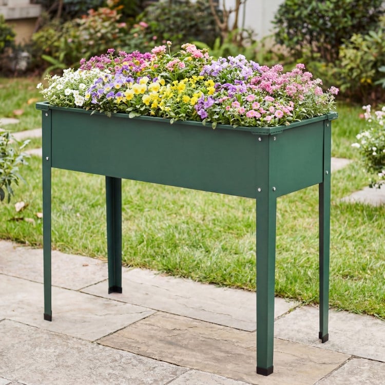 Elevated Metal Raised Garden Bed with Legs and Drainage Holes-Green