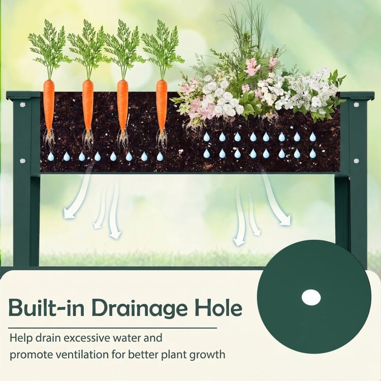 Elevated Metal Raised Garden Bed with Legs and Drainage Holes-Green