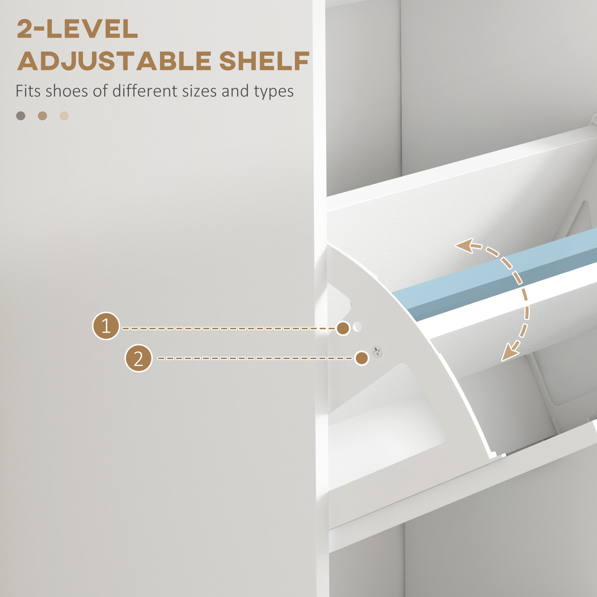HOMCOM Narrow Shoe Cabinet: White Storage with 3 Flip Drawers & Adjustable Shelves for 15 Pairs, Sleek Look
