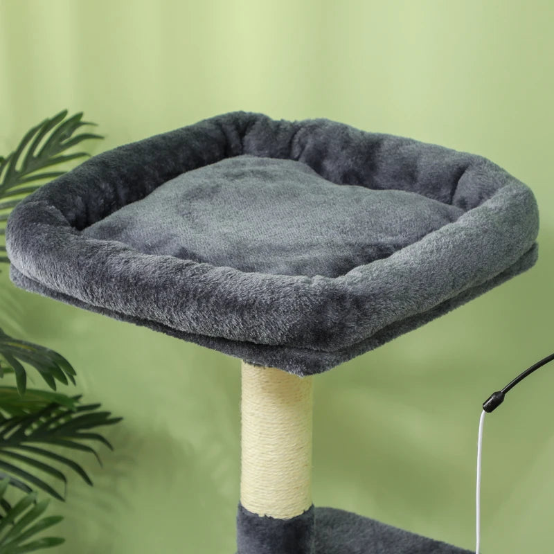 53" Cat Tree, Cat Tower with Scratching Posts, Cat Condo, Beds, Platforms, Toy Balls for Indoor Cats, Dark Grey
