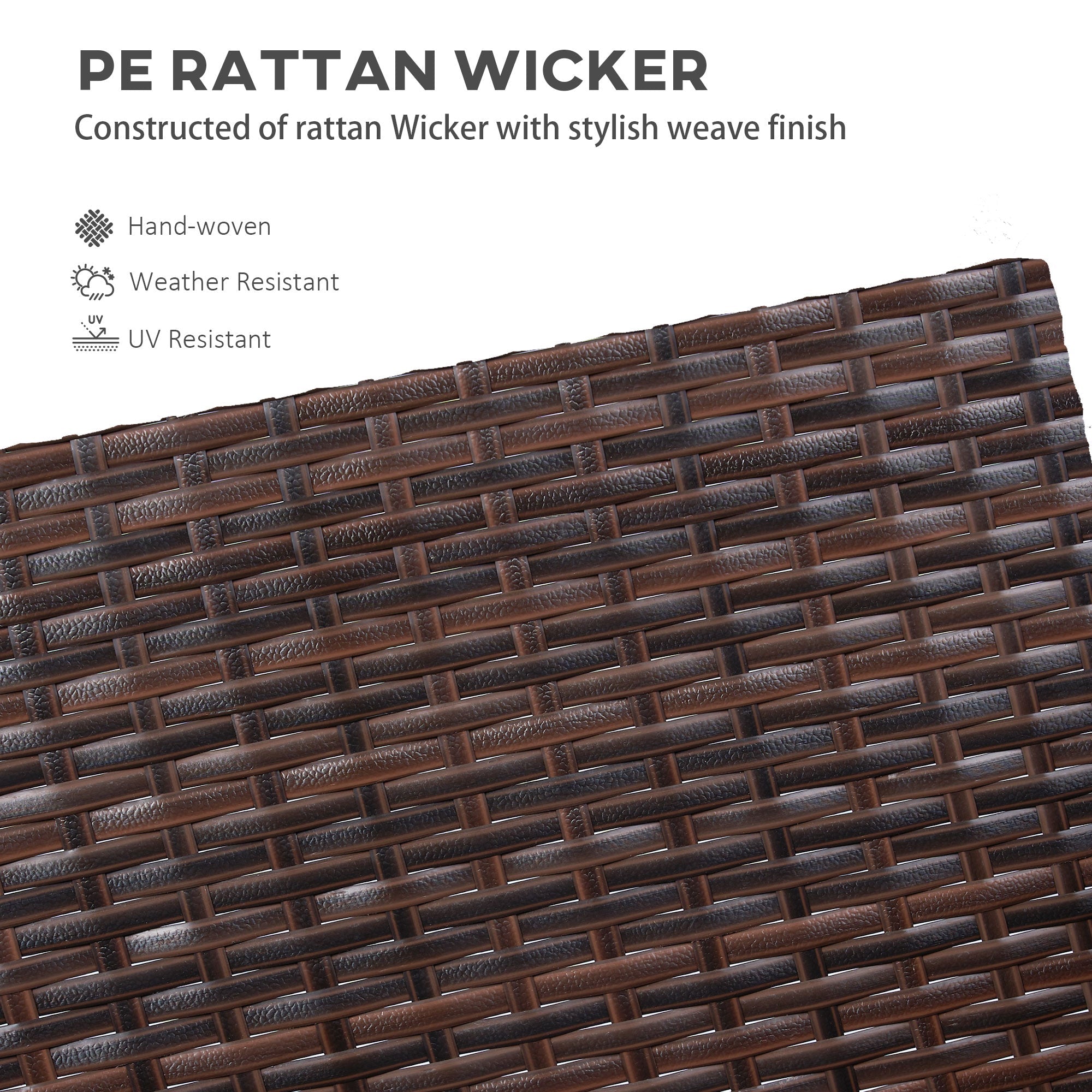 Outsunny 3-Piece Wicker Bar Set Patio Bar Table Chair with Cushions Poolside 25.2" x 19.3" x 37" White