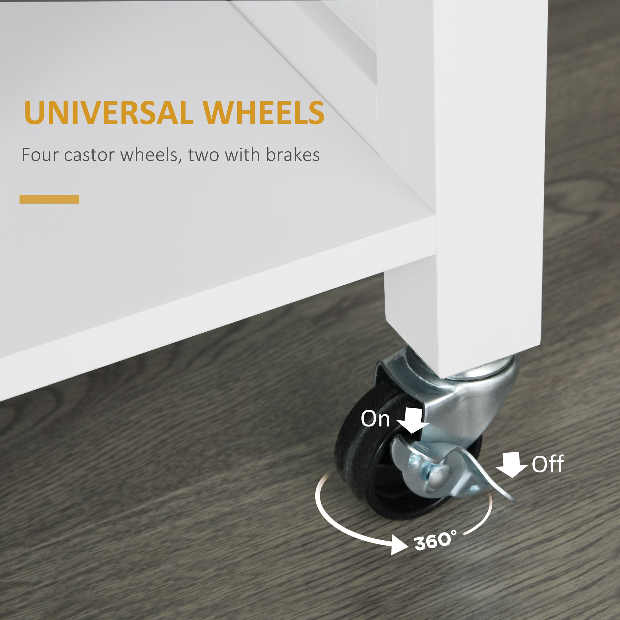 HOMCOM Versatile Valet: Wooden Rolling Kitchen Island with 360° Swivel Wheels, Dining Cart with Drawer, White Finish