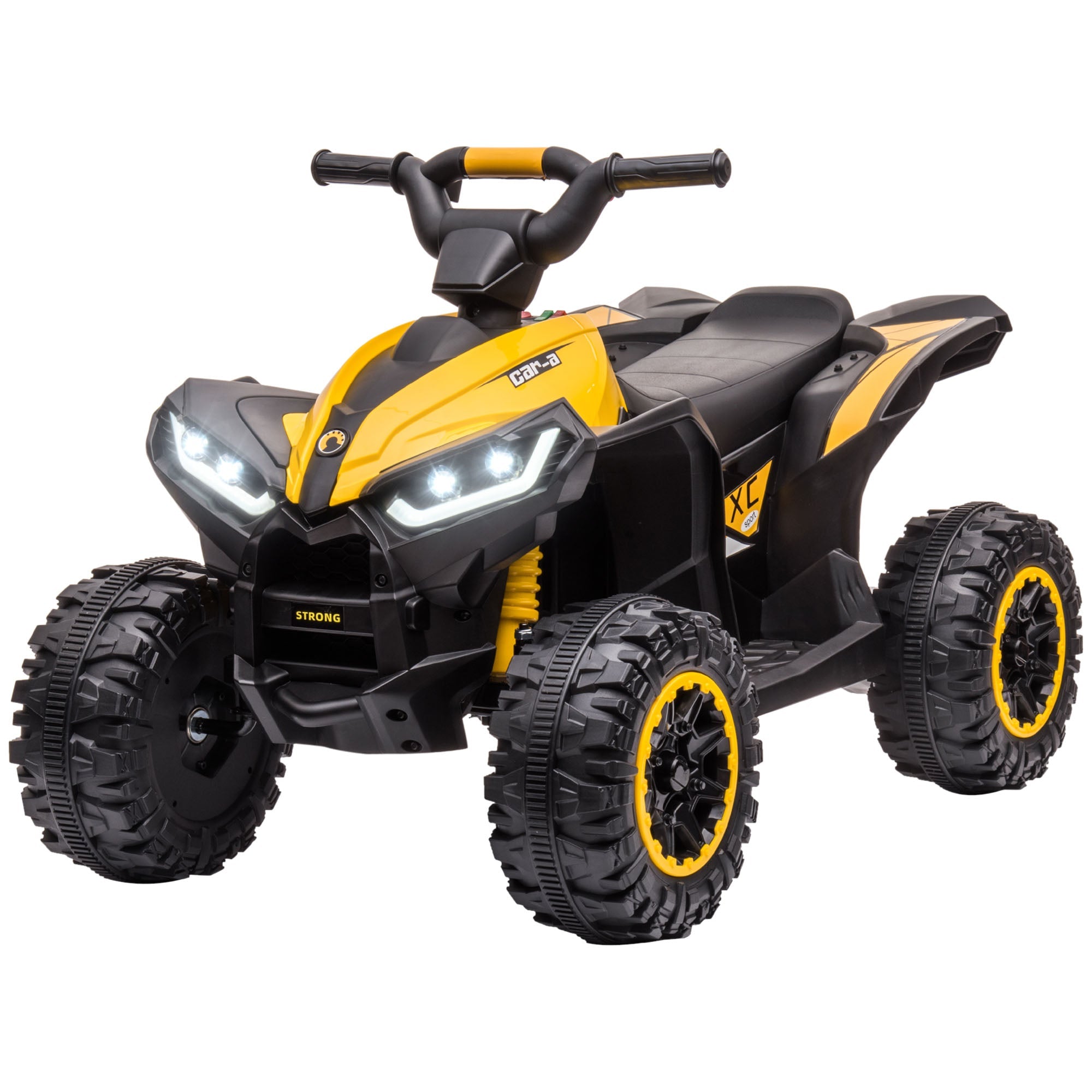 Aosom Kids 4 Wheeler Quad Bike ATV Music MP3 Headlights Speed Control Electric Rechargeable Battery Powered 3-5 Years Yellow