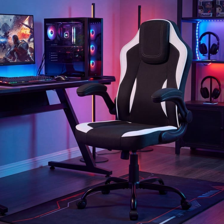 Ergonomic Computer Office Chair with 90° Flip-up Armrests-Black