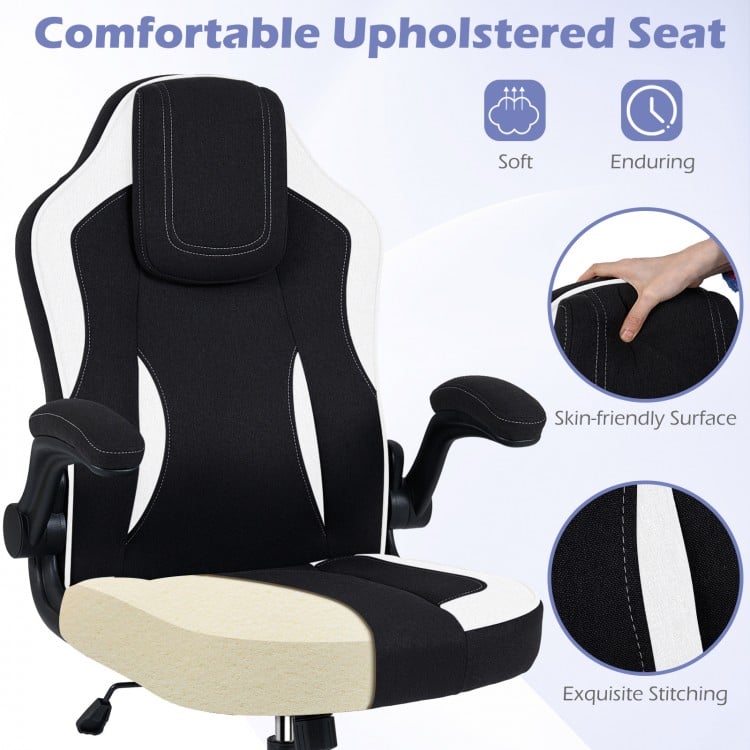 Ergonomic Computer Office Chair with 90° Flip-up Armrests-Black