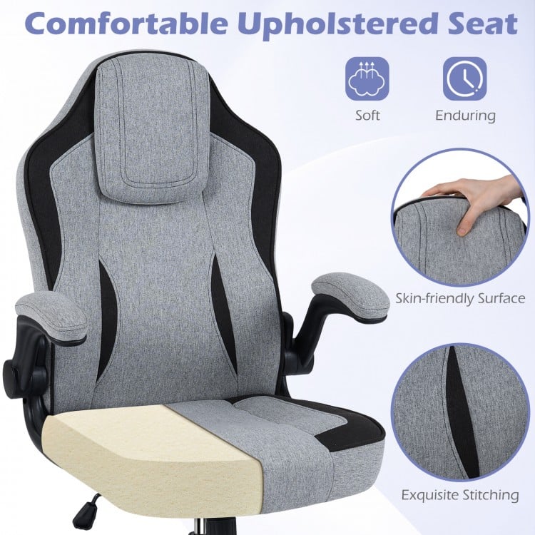 Ergonomic Computer Office Chair with 90° Flip-up Armrests-Gray