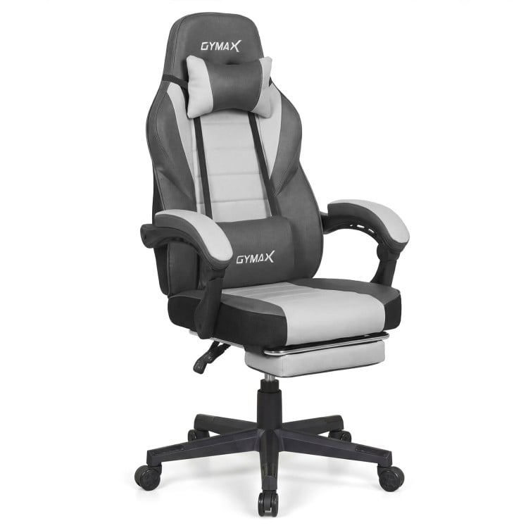 Ergonomic Video Game Chair with Headrest and Reclining Backrest-Grey