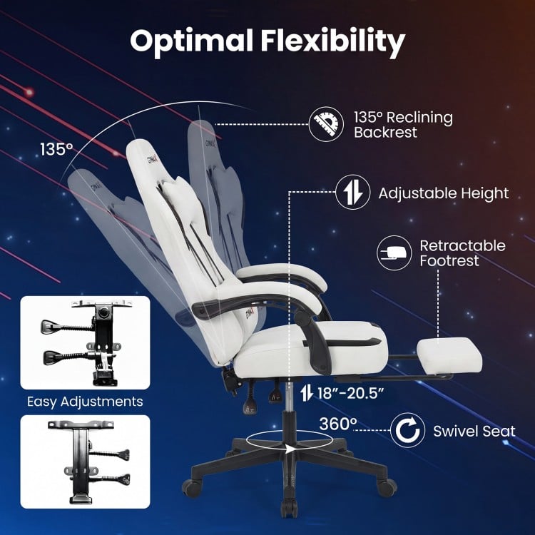 Ergonomic Video Game Chair with Headrest for Home Office-Gray