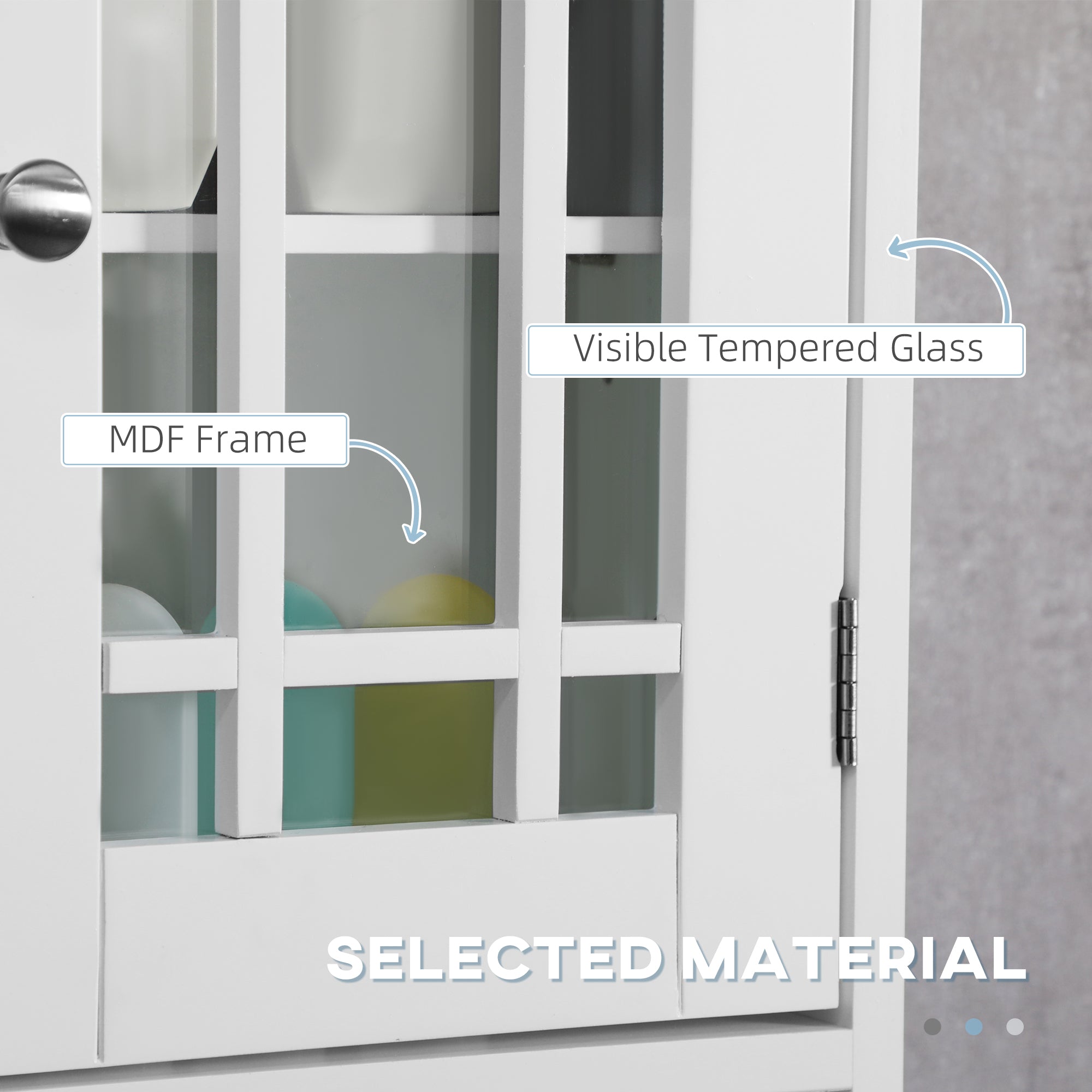 kleankin 2 Door Wall Mount Storage Organizer Modern Bathroom Cabinet with Open Shelf White