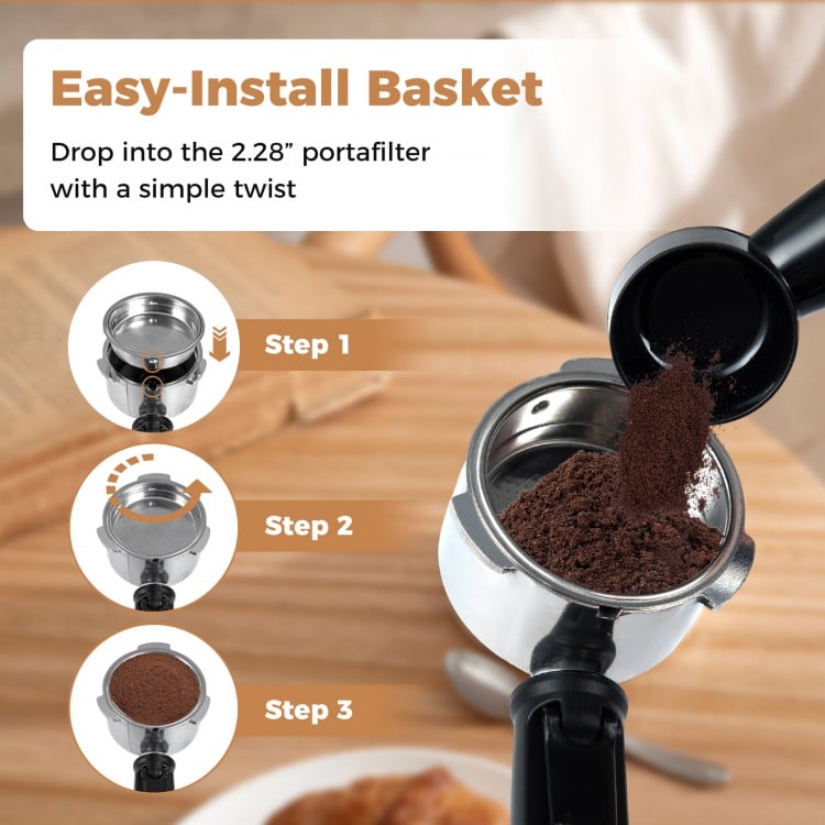 Espresso Machine 20 Bar Compact Stainless Steel Coffee Maker with Milk Frother