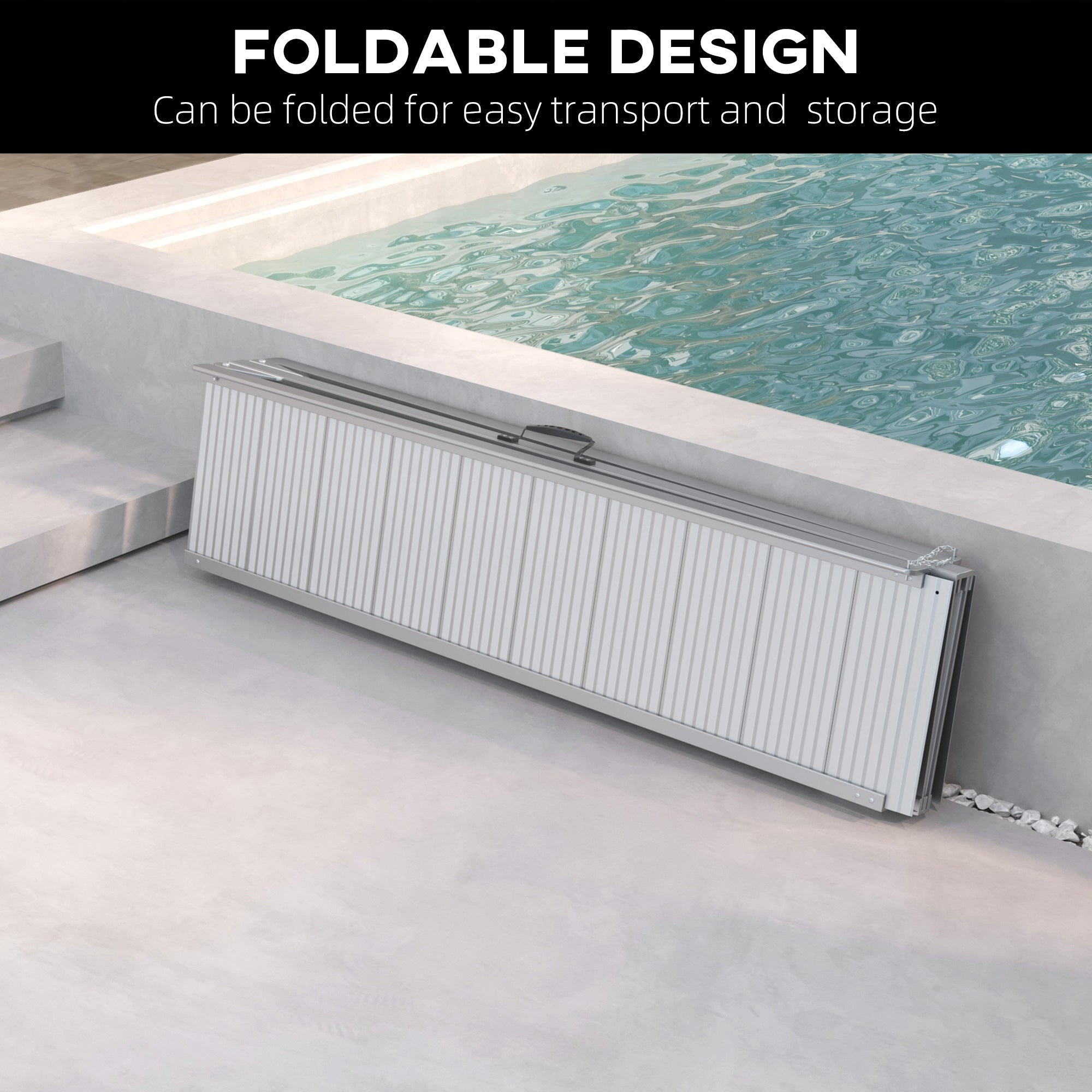 HOMCOM 10' Foldable Handicap Ramp for Home, Steps, Doorways, Aluminum Wheelchair Ramp, Textured Threshold Ramp, Silver