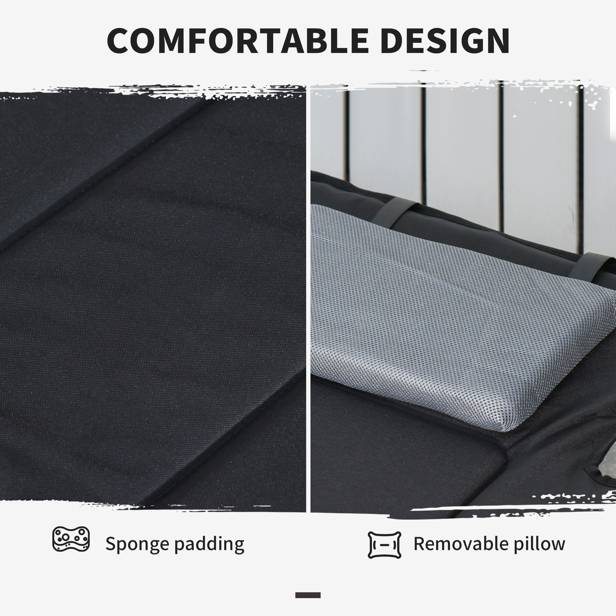 Outsunny Folding Camping Cot Sleeping Bed for Adults Office Outdoor Hiking Portable Black