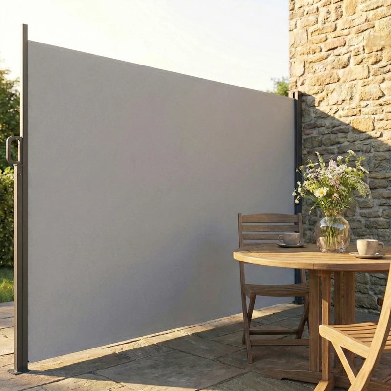 Retractable Side Awning, 165" x 73" Outdoor Privacy Screen, Water-Resistant, UV 50+, Light Grey