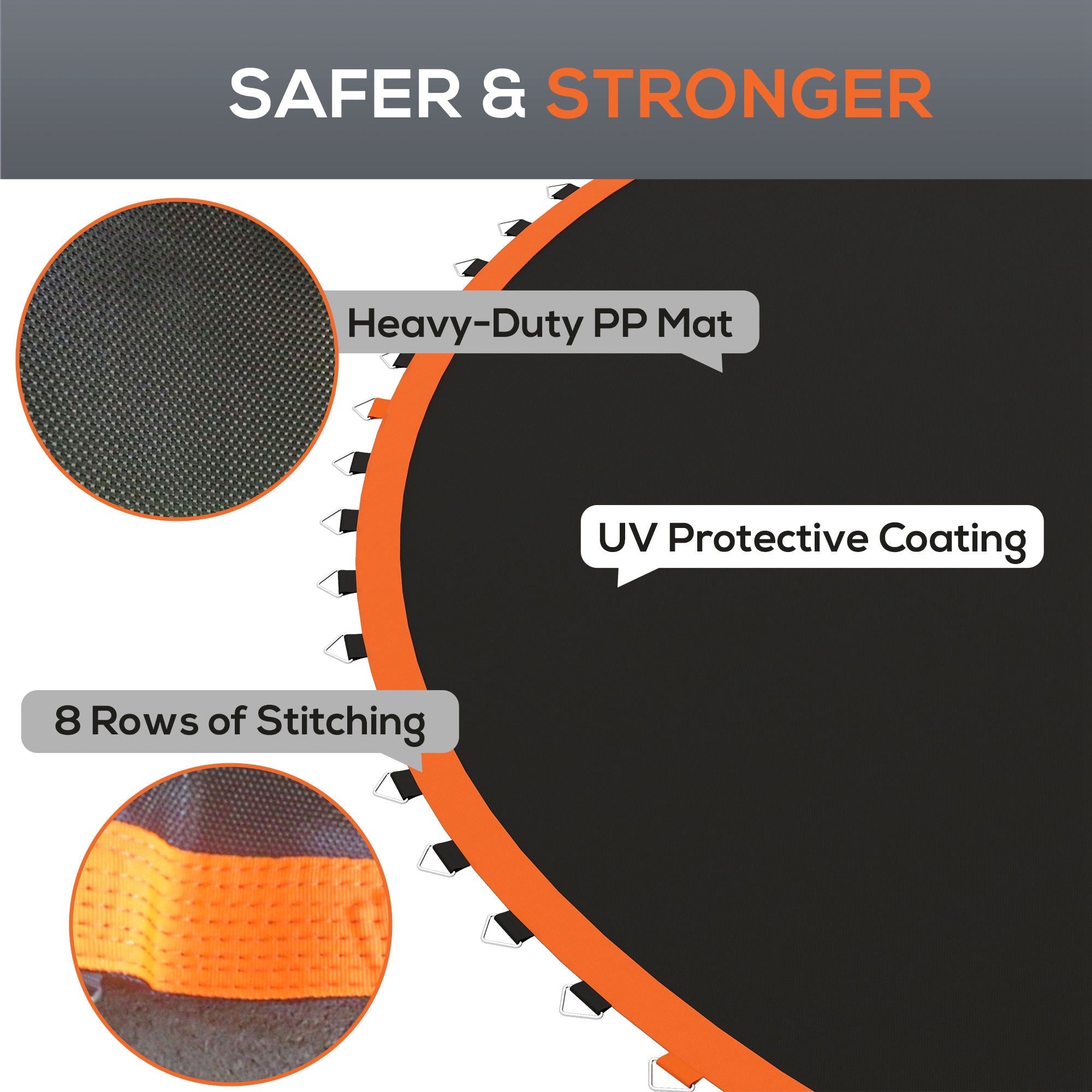 Soozier Trampoline Mat Replacement with Spring Pull Tool and 72 V-Hooks, Fits 12ft Trampoline, Using 5.5" Springs, Orange