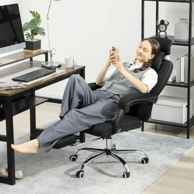 Ergonomic Executive High Back Office Chair with Footrest, Lumbar Support, Black