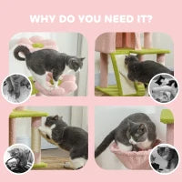 Flower Cat Tree with Sisal Scratching Posts, Multi-Level Cat Tower, Pink