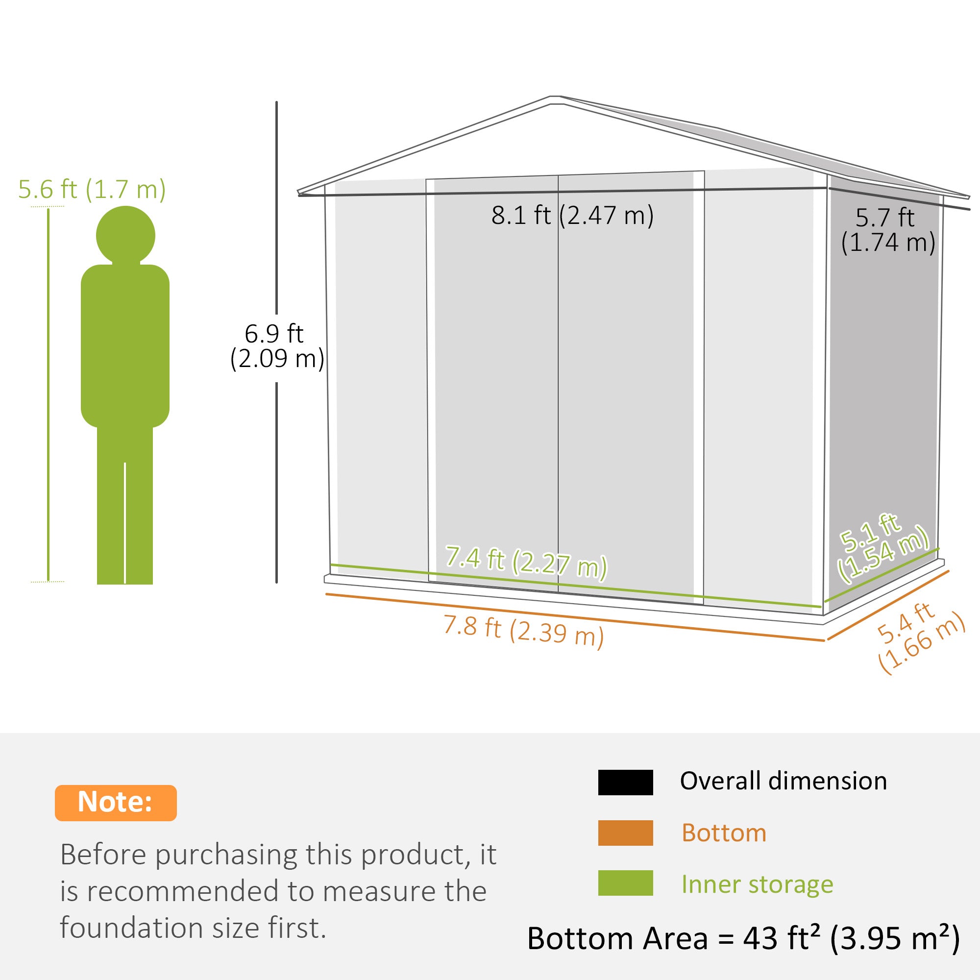 Outsunny 8' x 6' Outdoor Storage Shed, Metal Garden Shed with 2 Windows, 4 Vents, Lockable Doors and Gloves, Dark Grey