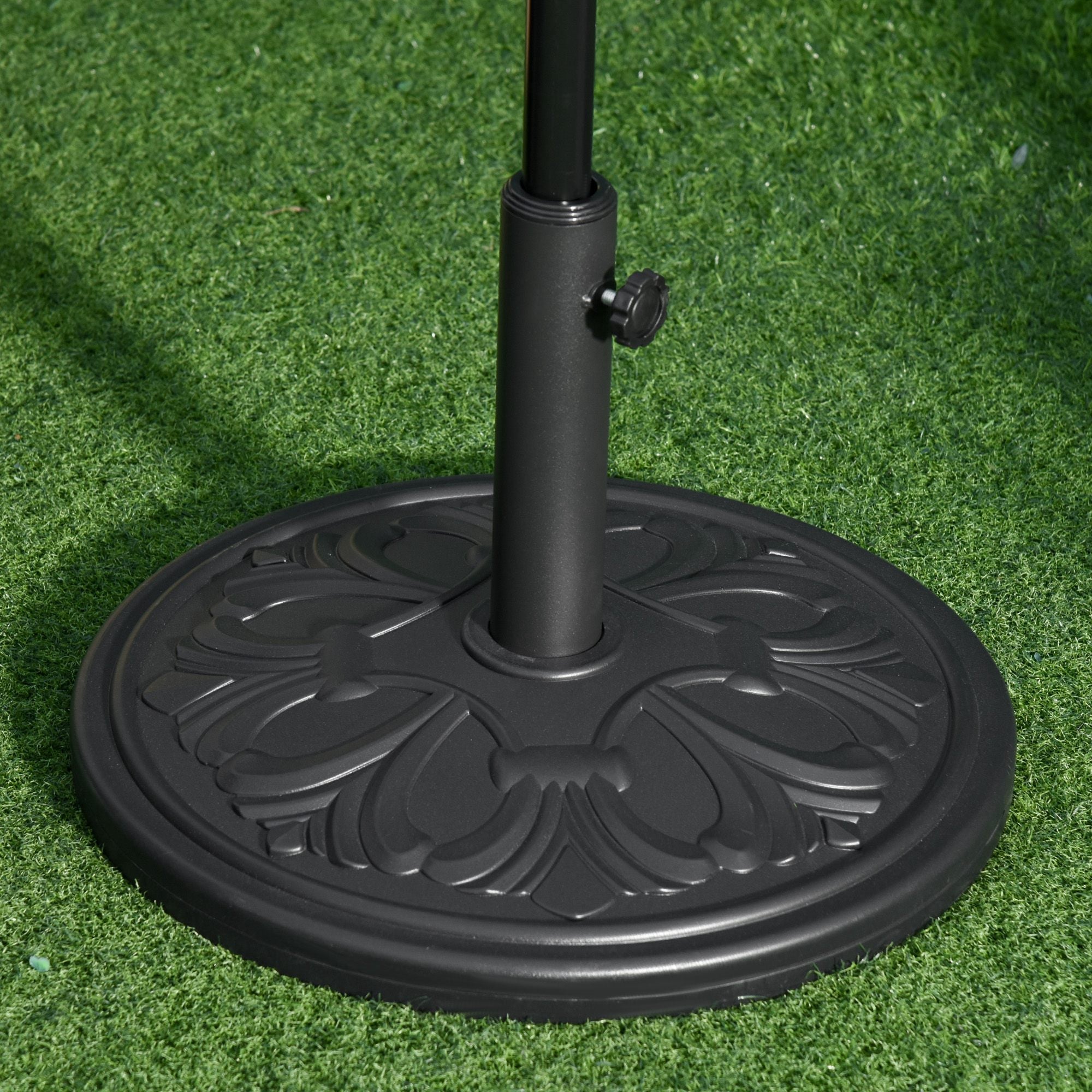Outsunny Parasol Base: Φ19" Round Heavy Duty Garden Umbrella Holder for Outdoor Furniture