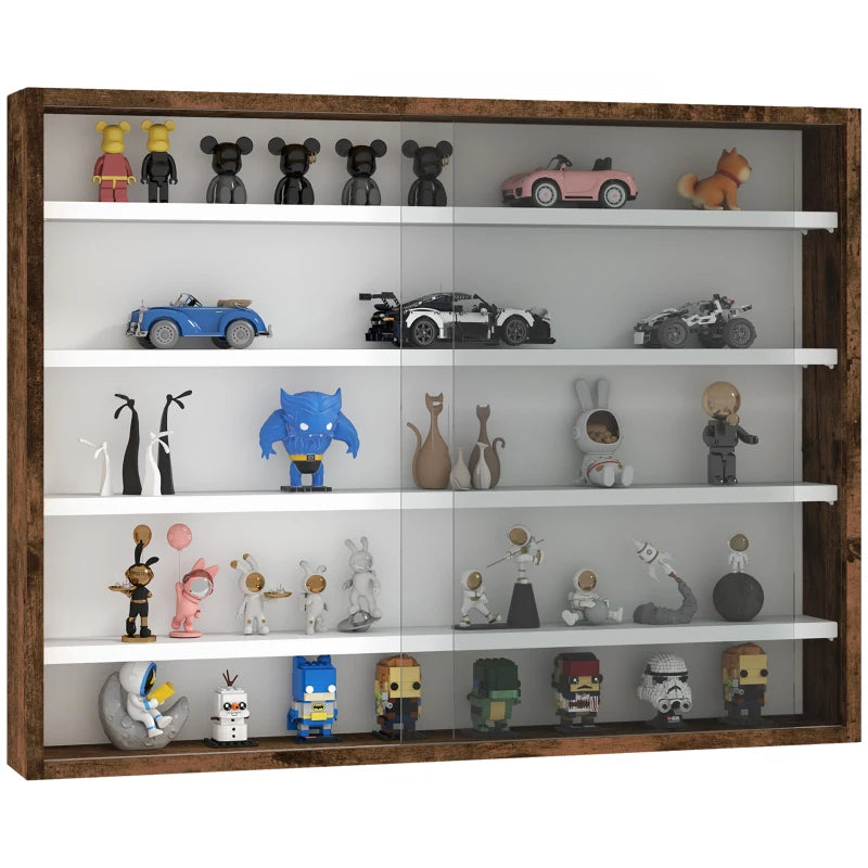 5-Tier Display Cabinet, Shot Glass Display Case, Glass Curio Cabinet with 2 Glass Doors and 4 Adjustable Shelves, Brown