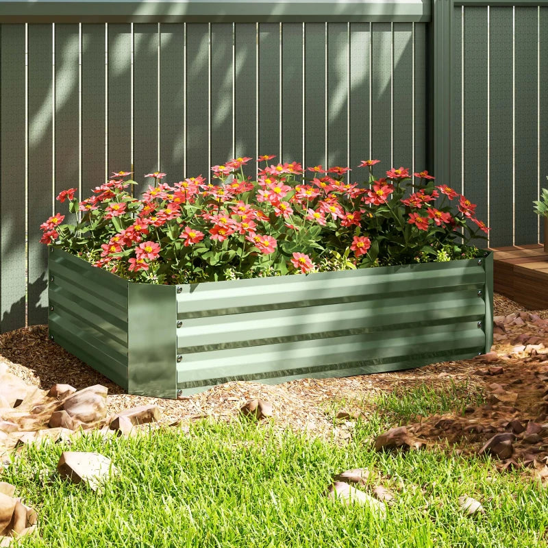 Galvanized Raised Garden Bed, 4' x 3' x 1' Outdoor Metal Planter Box, Raised Bed for Growing Flowers Herbs, Dark Green
