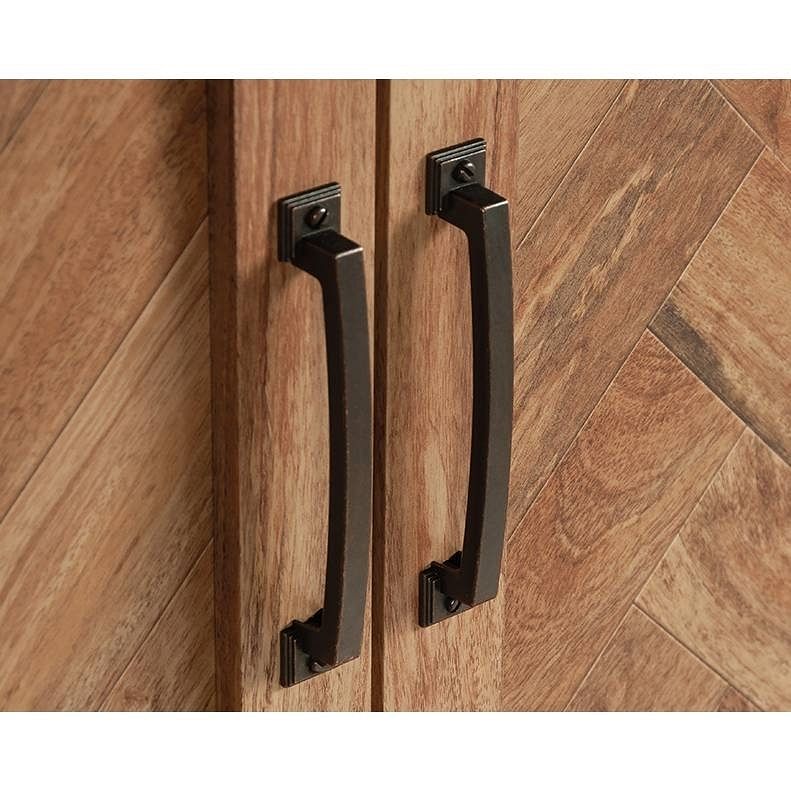 FarmHouse Rustic Herringbone 1 Drawer Garment Rod Wardrobe Armoire - Free Shipping