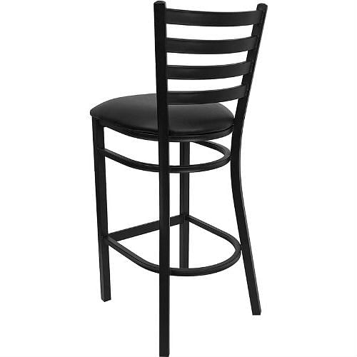 Black Metal Ladder-Back Restaurant Style Bar Stool - Free Shipping