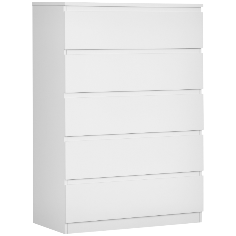 Dresser for Bedroom with 5 Drawers, Modern Chest of Drawers for Living Room, Closet, Hallway, White