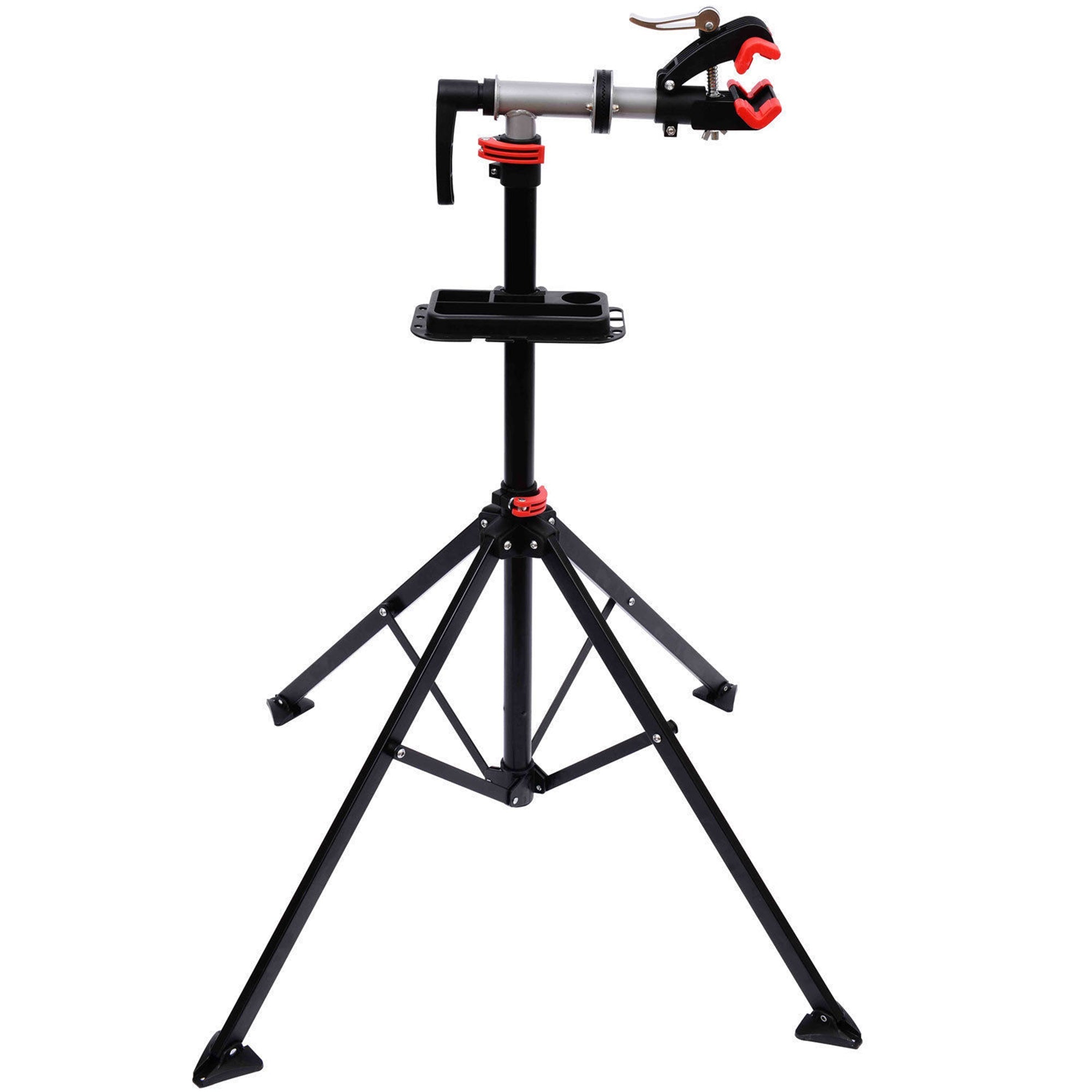 HOMCOM Bike Repair Work Stand Adjustable Telescopic Arm 75" with Rack Tool Tray for Cycle Maintenance