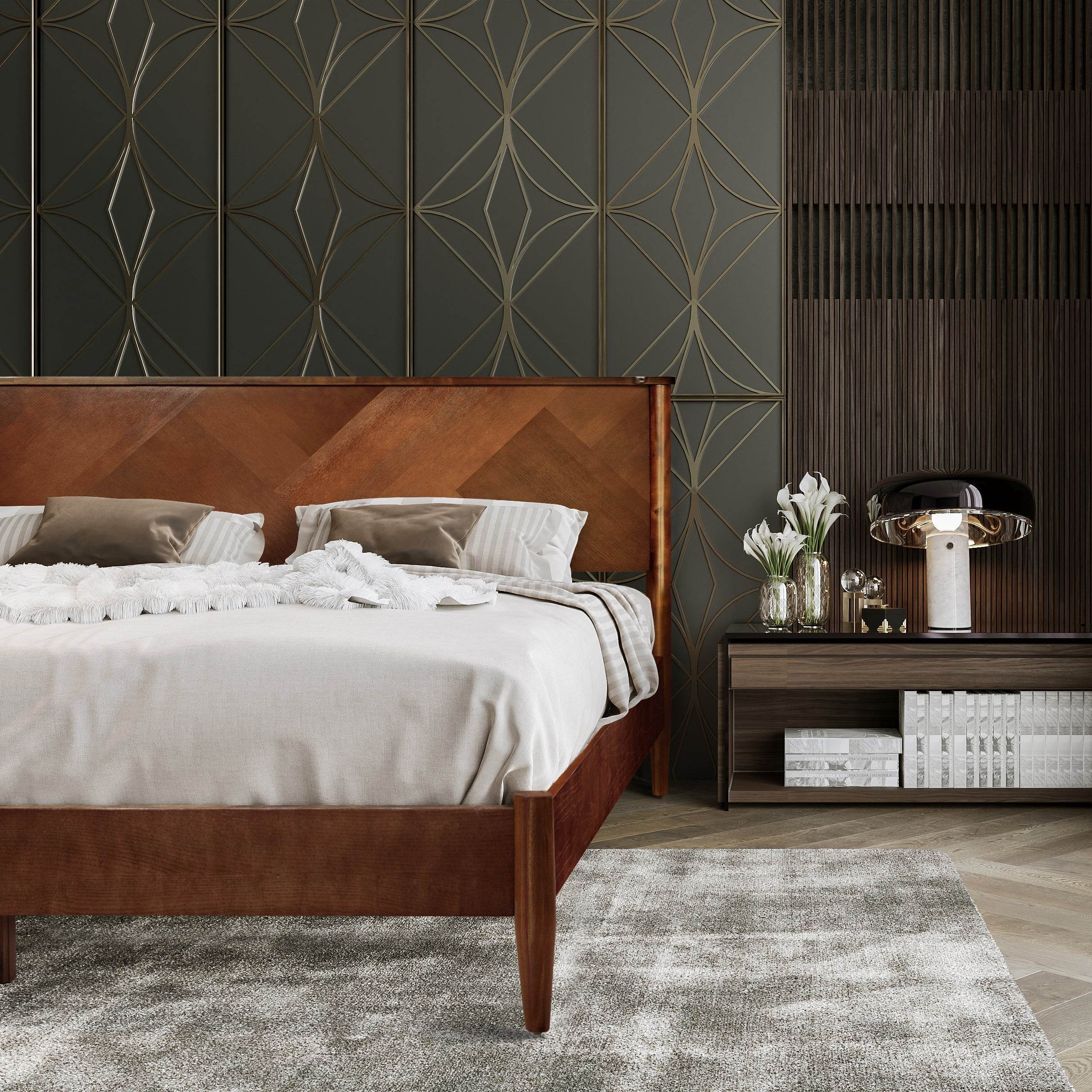 Panthera Platform Bed Frame With Headboard