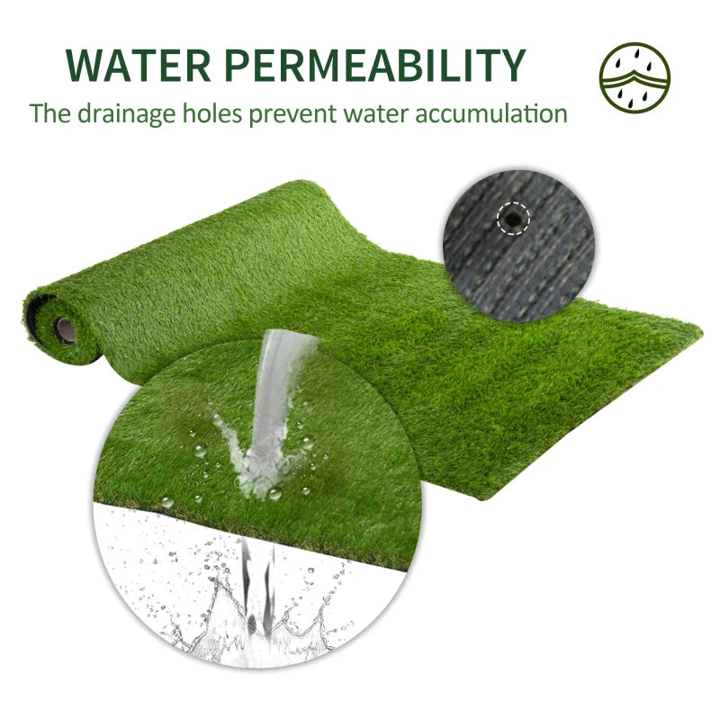 Artificial Grass 10' x 3' (30 Square Feet), Fake Grass Turf with UV Protection, Drain Holes for Rain, Green