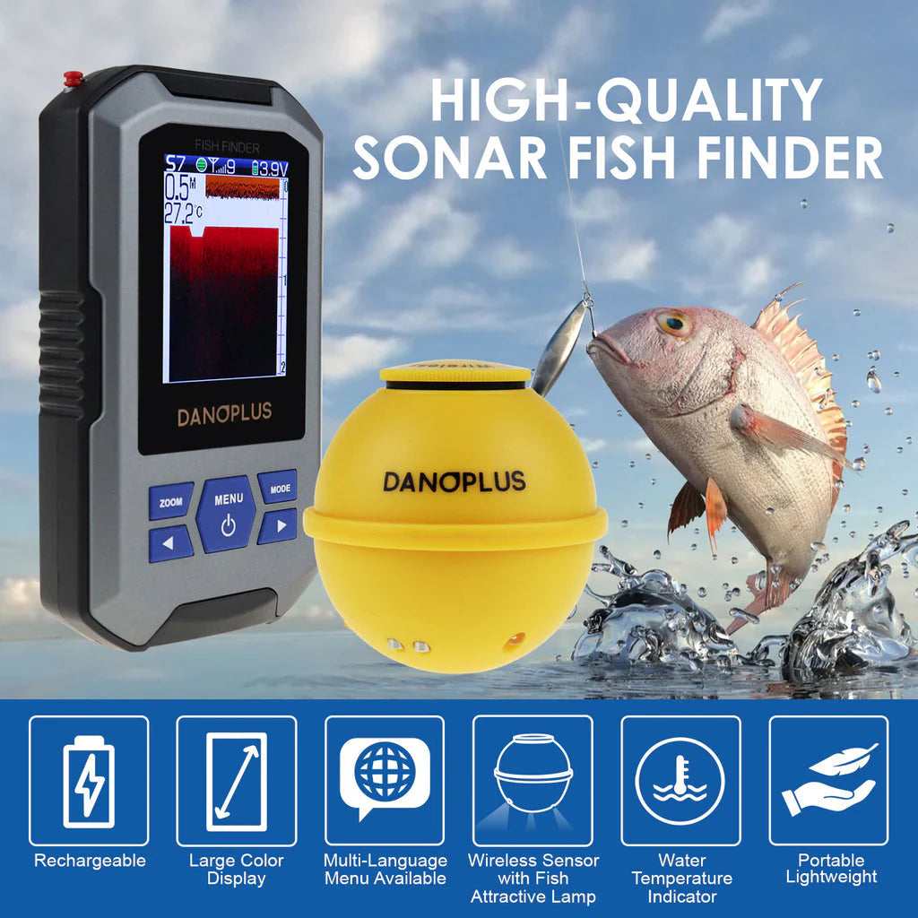 FFW-335 Wireless Fish Finder Sonar, 2.4" Color TFT LCD, 656 ft Wireless Range, 147 ft Depth Detection with Fish Alarm