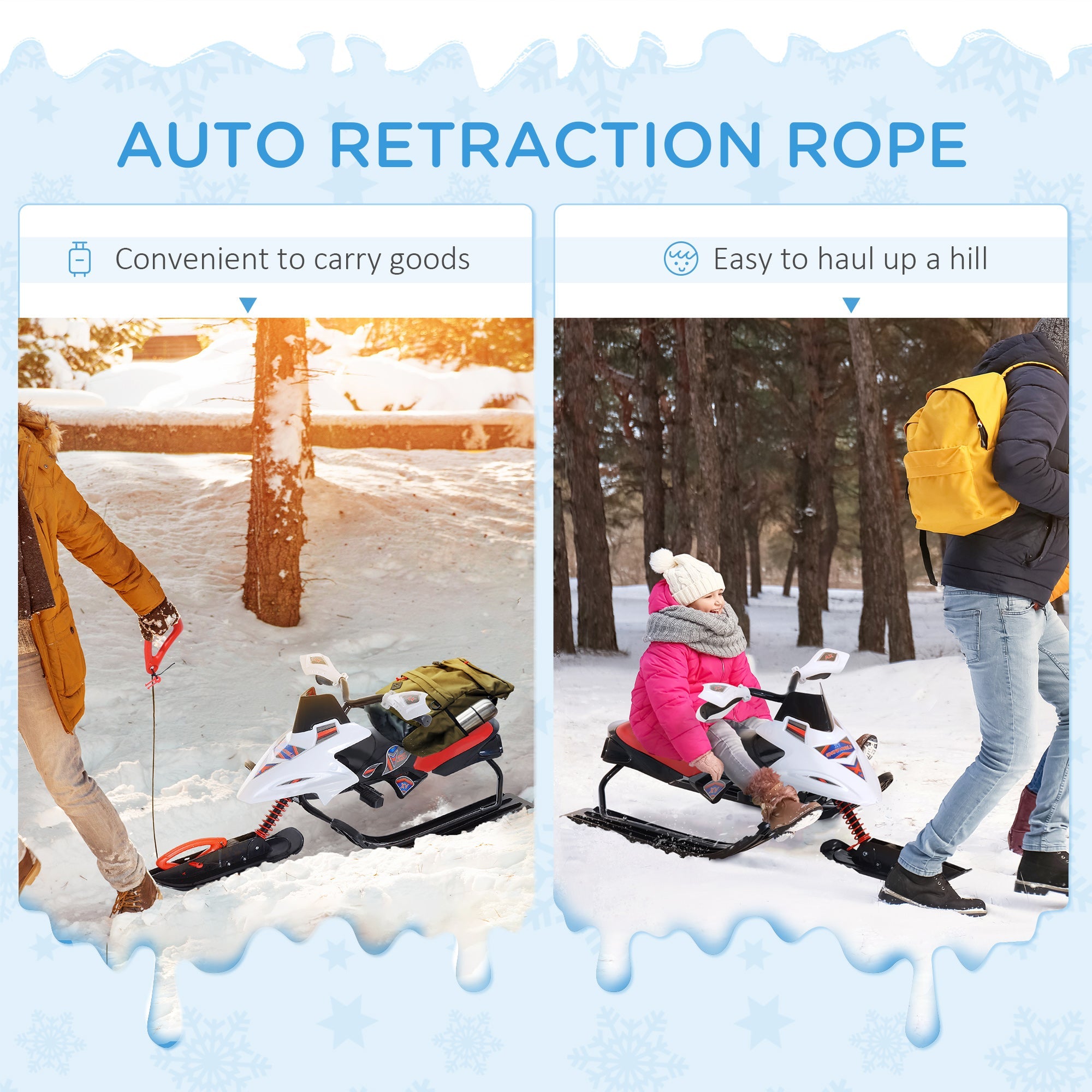 Soozier Snow Mobile Scooter Outdoor Winter Sled Motor Snow Racer Rush Sledge Exciting Ride On Vehicle Children