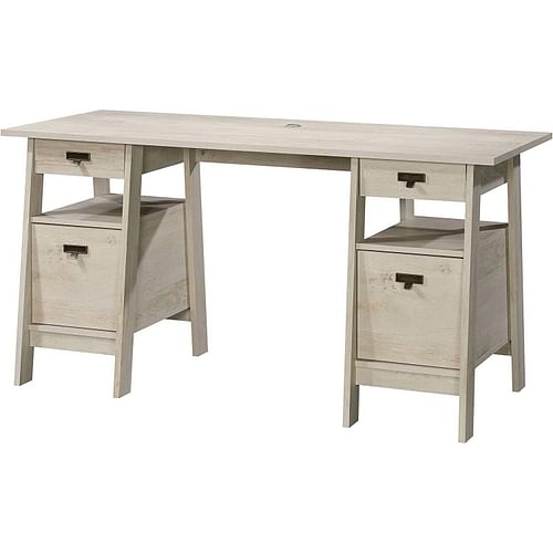 FarmHouse Chalky Oak Executive Desk w/ Filing Cabinets Storage - Free Shipping