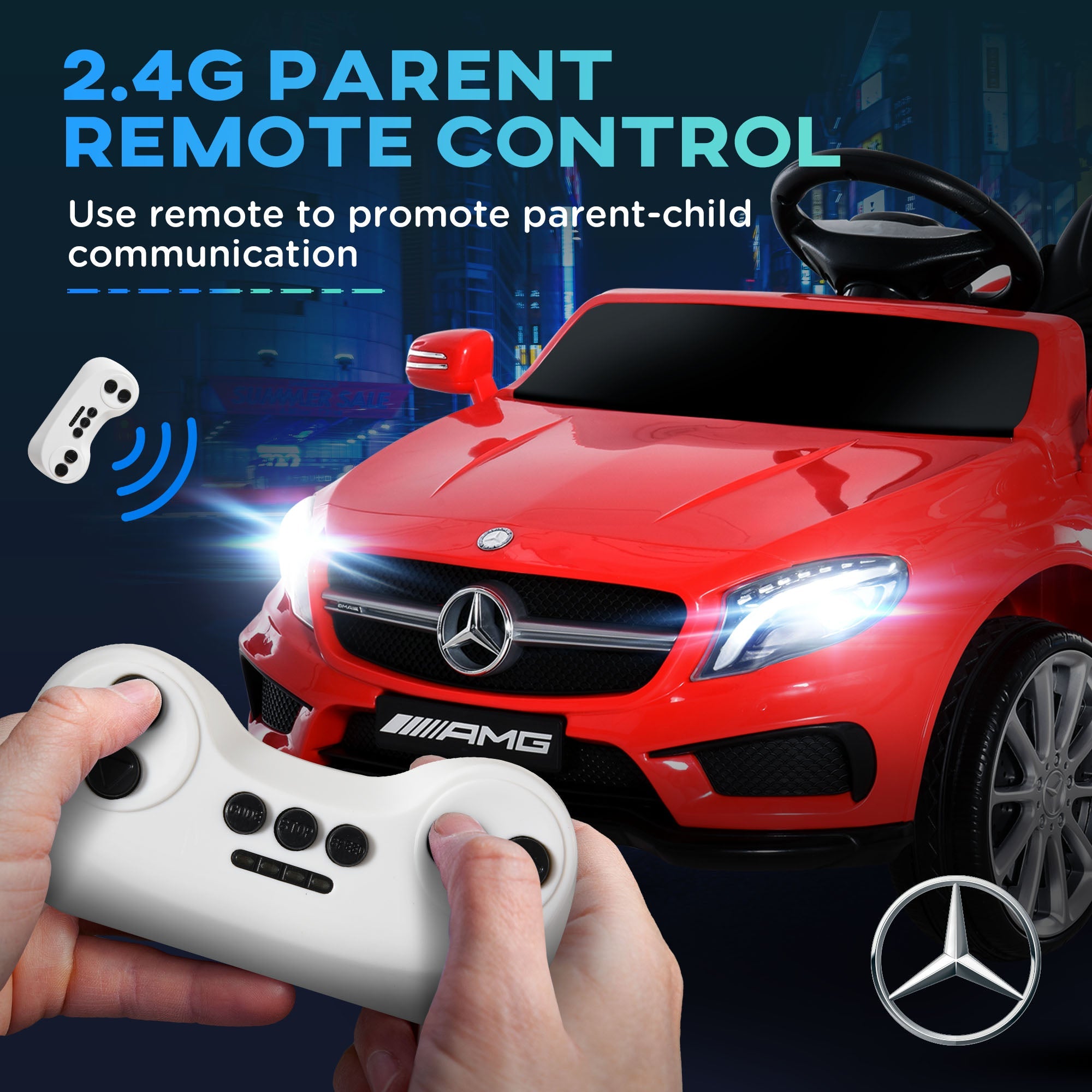Aosom 6V Kids Licensed Ride On Car Toy Battery Powered High/Low Speed with Headlight Music and Remote Control Red