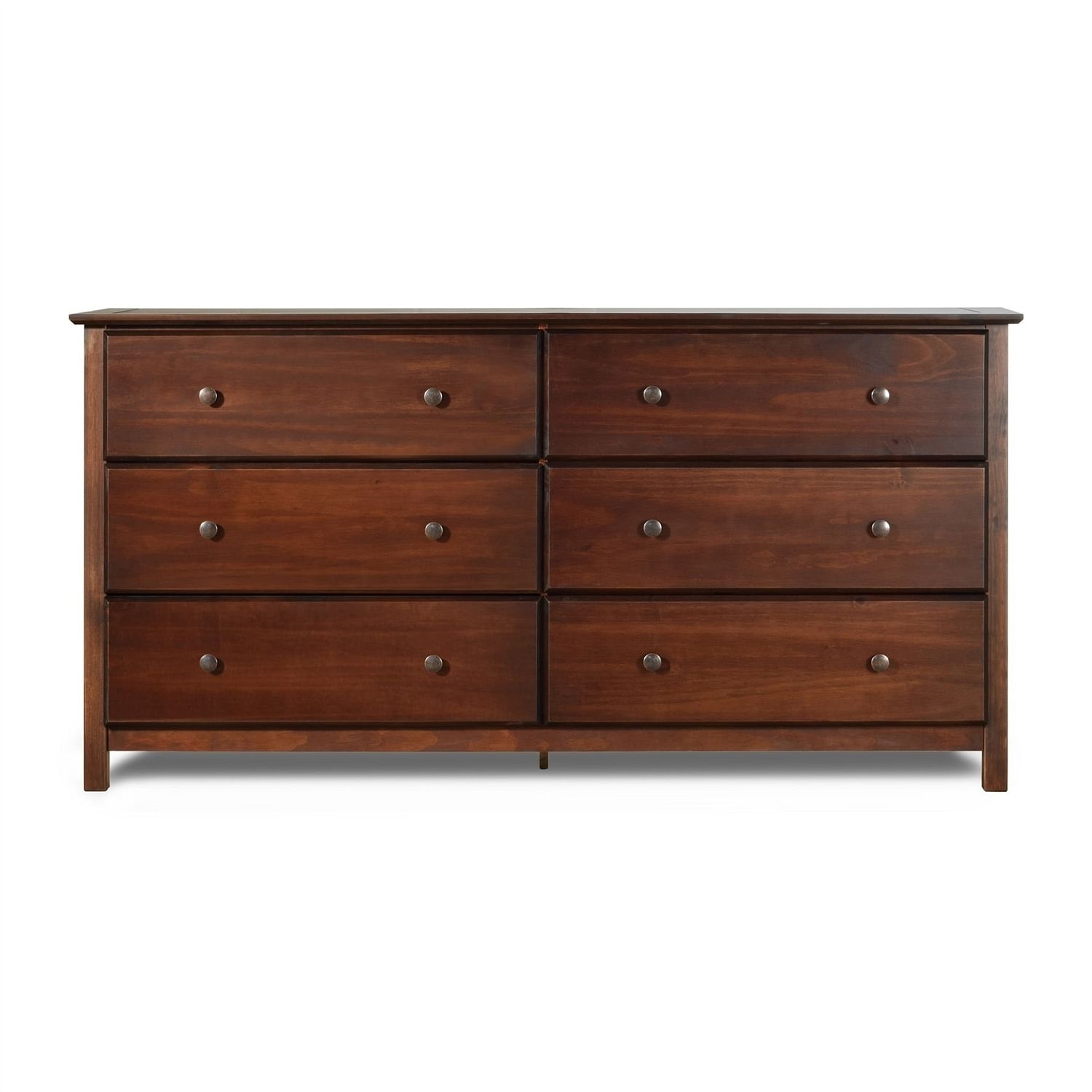 Farmhouse Solid Pine Wood 6 Drawer Dresser in Cherry Finish - Free Shipping